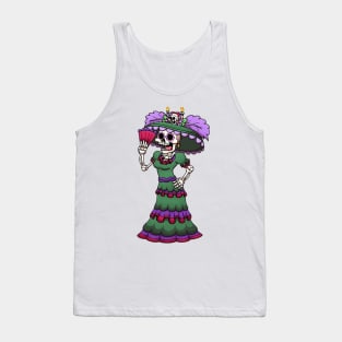 Mexican Catrina With Hand Fan Tank Top